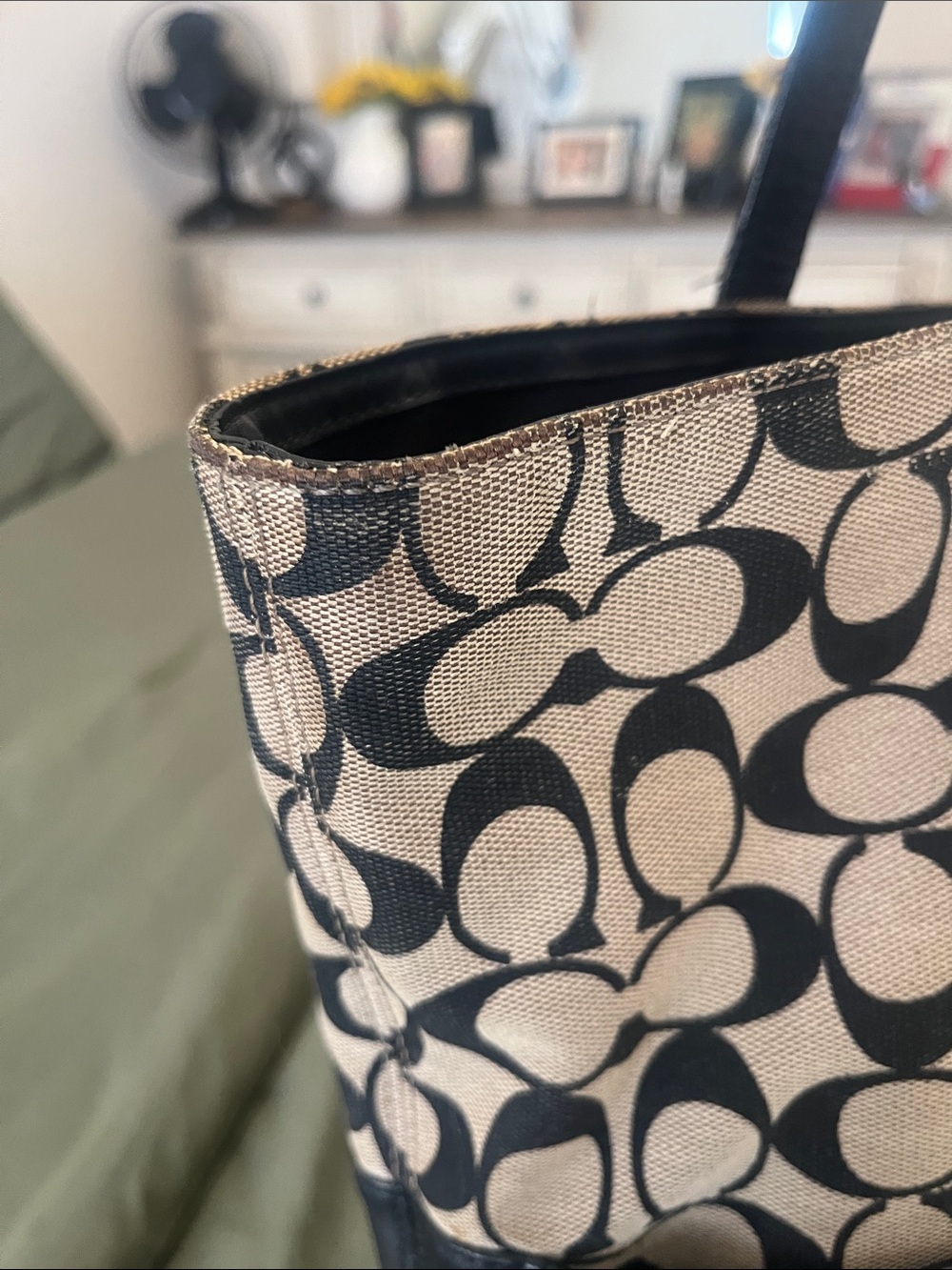 Coach Two-Tone Signature Canvas Tote with Black Leather Base - Picture 10 of 11